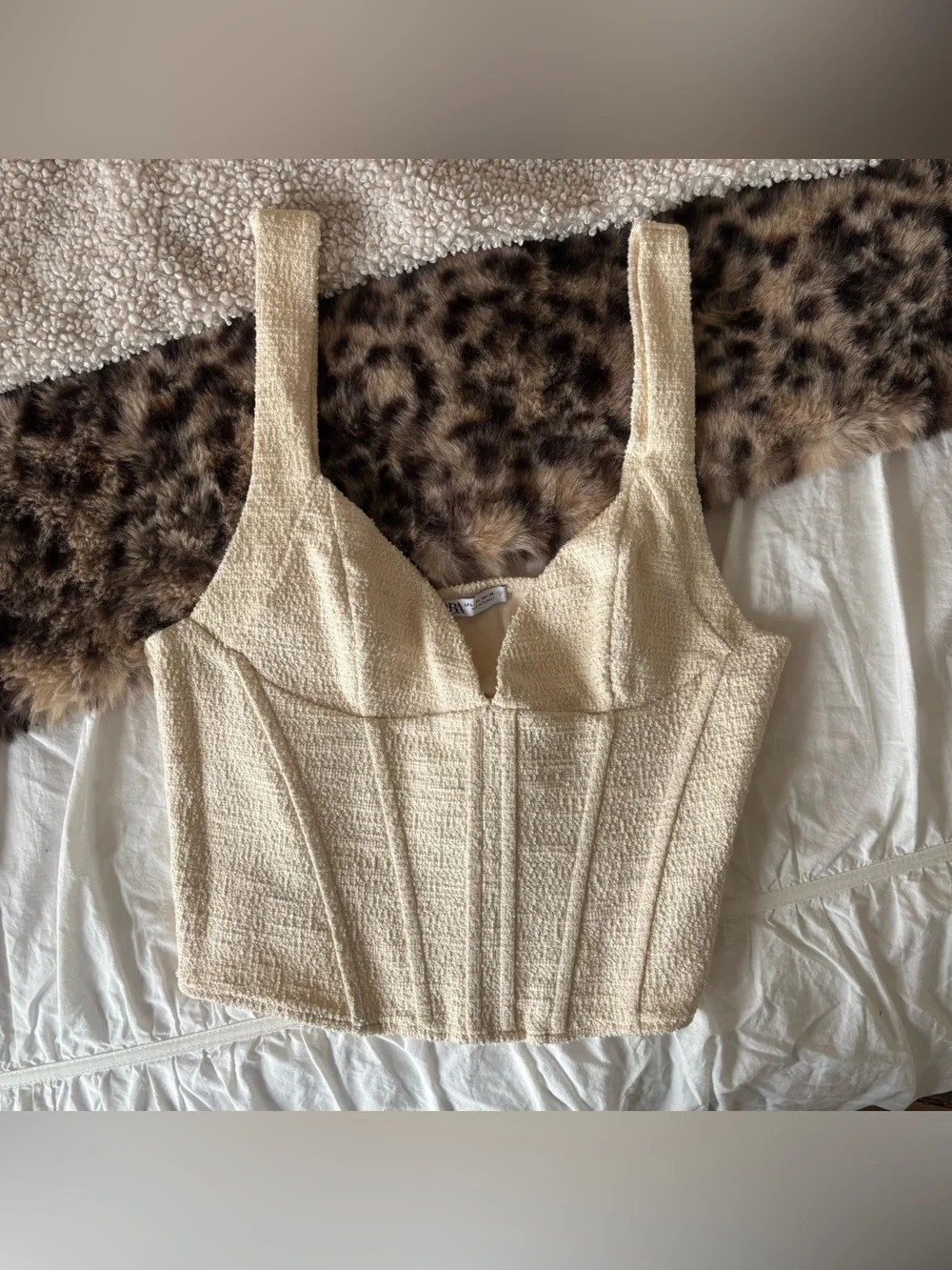Textured Cream Zara Summer Corset Top - Picture 1 of 5